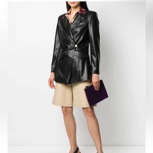 Nanushka Blair Wrap Front Vegan Leather Blazer - Picture 13 of 13